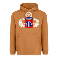Meerkat 82nd Airborne Div Parachutist Wings and Patch - Distressed Heavyweight Hoodie - baoMotion