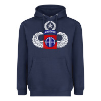 Navy 82nd Airborne Div Parachutist Wings and Patch - Distressed Heavyweight Hoodie - baoMotion
