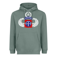 Sage 82nd Airborne Div Parachutist Wings and Patch - Distressed Heavyweight Hoodie - baoMotion