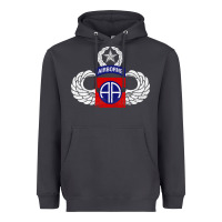 Smoke 82nd Airborne Div Parachutist Wings and Patch - Distressed Heavyweight Hoodie - baoMotion