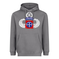 Storm 82nd Airborne Div Parachutist Wings and Patch - Distressed Heavyweight Hoodie - baoMotion