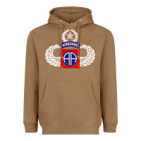 Toasted Coconut 82nd Airborne Div Parachutist Wings and Patch - Distressed Heavyweight Hoodie - baoMotion