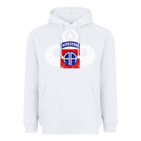 White 82nd Airborne Div Parachutist Wings and Patch - Distressed Heavyweight Hoodie - baoMotion