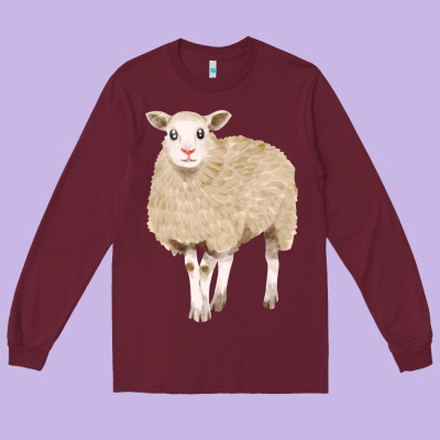 Sheep Long Sleeve Tee Designed By Fadigitalartstudio