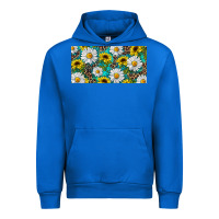 Cobalt Sunflower And Daisy With Leopard Urban Hoodie - RanaPortraitStore