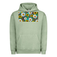 Pigment Oil Green Sunflower And Daisy With Leopard Urban Hoodie - RanaPortraitStore