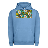 Pigment Pebble Blue Sunflower And Daisy With Leopard Urban Hoodie - RanaPortraitStore