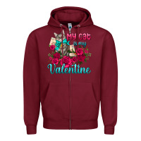 Burgundy my cat is my valentine Zipper Hoodie - AdoDesignShop