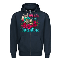 Navy my cat is my valentine Zipper Hoodie - AdoDesignShop