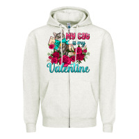 Oatmeal Heather my cat is my valentine Zipper Hoodie - AdoDesignShop