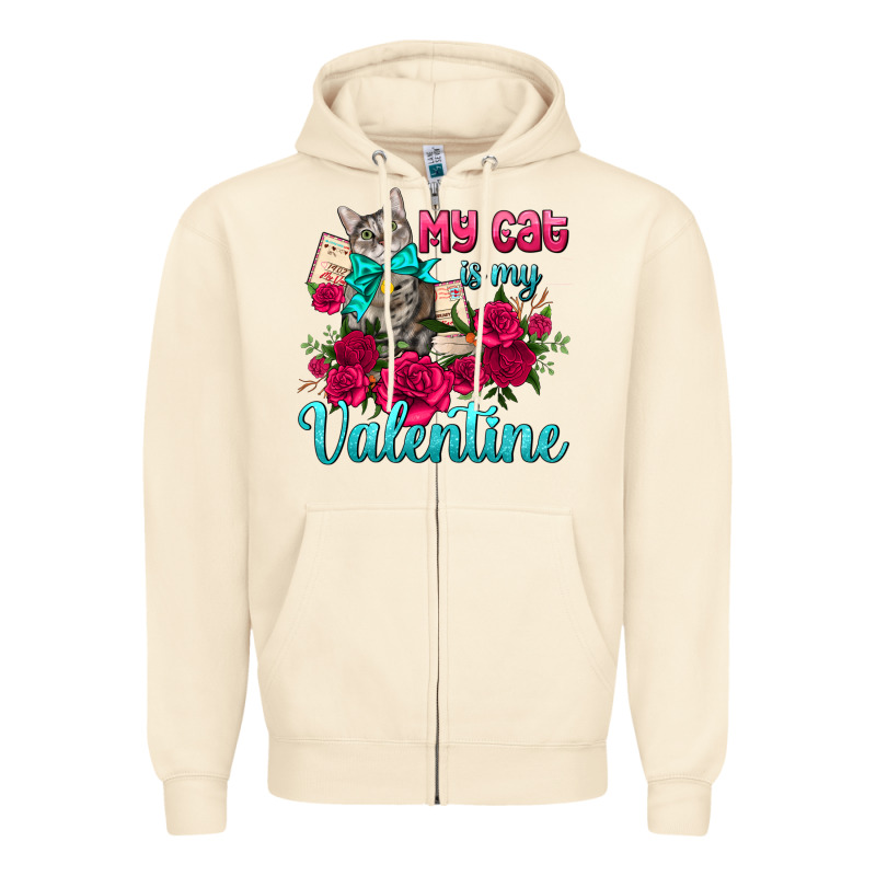 My Cat Is My Valentine Zipper Hoodie by AdoDesignShop | Teevron