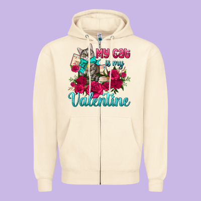 My Cat Is My Valentine Zipper Hoodie Designed By Adodesignshop