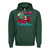 Sports Green my cat is my valentine Zipper Hoodie - AdoDesignShop