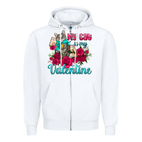 White my cat is my valentine Zipper Hoodie - AdoDesignShop