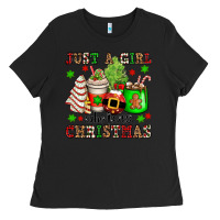 Black just a girl who loves christmas Ladies Tee - OliviaCreatesArt