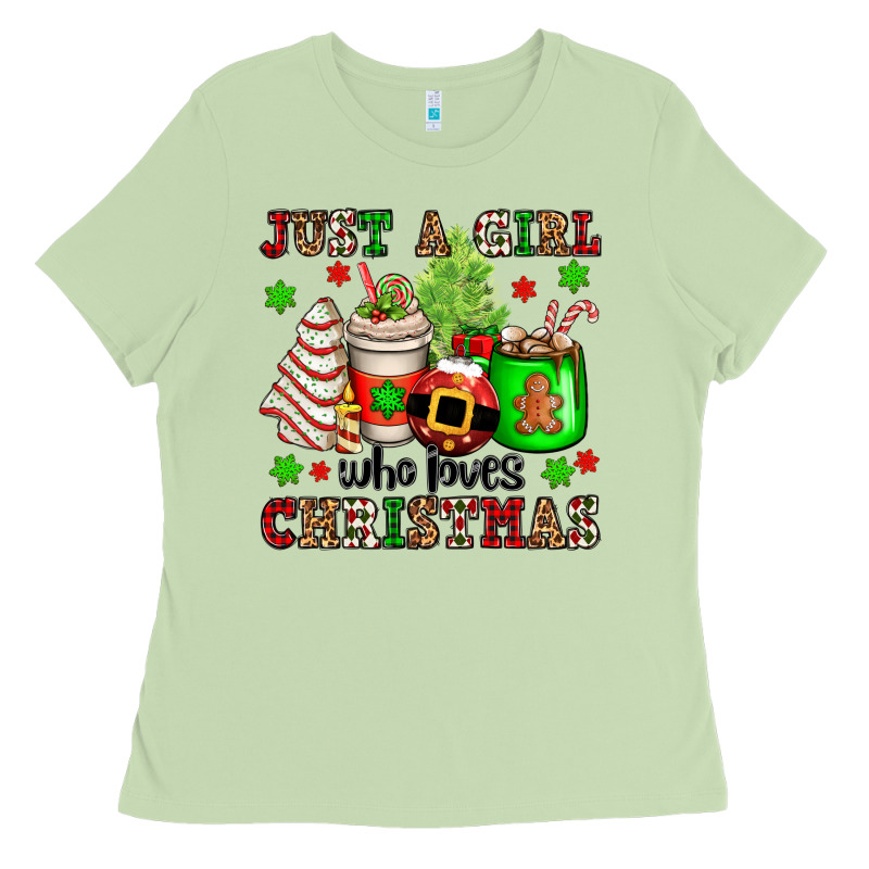Just A Girl Who Loves Christmas Ladies Tee by OliviaCreatesArt | Teevron