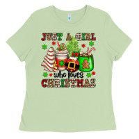Matcha just a girl who loves christmas Ladies Tee - OliviaCreatesArt