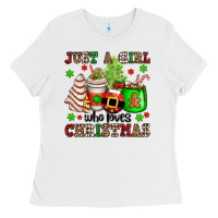 White just a girl who loves christmas Ladies Tee - OliviaCreatesArt