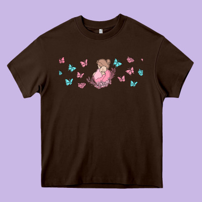Butterflies And Mom Heavy Core Tee Designed By Tumblerdesignbyshophia