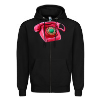 Black pink telephone Zipper Hoodie - AdoDesignShop