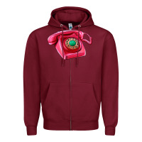 Burgundy pink telephone Zipper Hoodie - AdoDesignShop