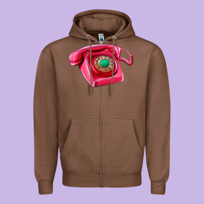 Pink Telephone Zipper Hoodie Designed By Adodesignshop
