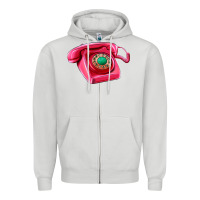 Dove Grey pink telephone Zipper Hoodie - AdoDesignShop