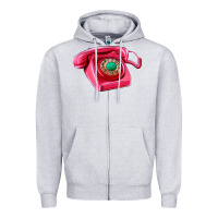 Heather Grey pink telephone Zipper Hoodie - AdoDesignShop