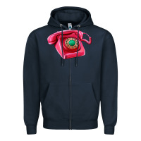 Navy pink telephone Zipper Hoodie - AdoDesignShop