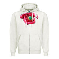 Oatmeal Heather pink telephone Zipper Hoodie - AdoDesignShop