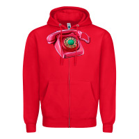 Red pink telephone Zipper Hoodie - AdoDesignShop