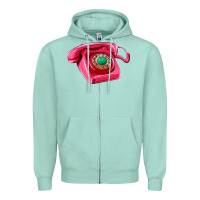 Seafoam pink telephone Zipper Hoodie - AdoDesignShop