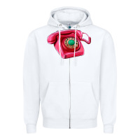 White pink telephone Zipper Hoodie - AdoDesignShop