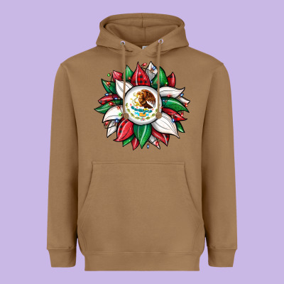 Christmas Sunflower Mexican Flag Heavyweight Hoodie Designed By Jahusdesignshop