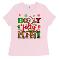 Bubblegum Pink holly jolly mini Ladies Tee - OliviaCreatesArt