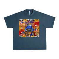Midnight Navy Fourth Of July Truck Urban Heavy Tee - FaDigitalArtStudio