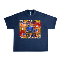 Navy Fourth Of July Truck Urban Heavy Tee - FaDigitalArtStudio