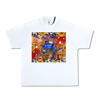 White Fourth Of July Truck Urban Heavy Tee - FaDigitalArtStudio