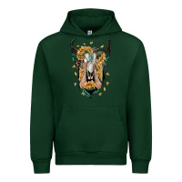 Forest Green sunflower boho bull skull with hands Urban Hoodie - RanaPortraitStore