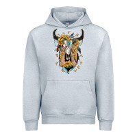 Heather Grey sunflower boho bull skull with hands Urban Hoodie - RanaPortraitStore