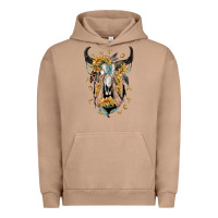 Pigment Burro sunflower boho bull skull with hands Urban Hoodie - RanaPortraitStore