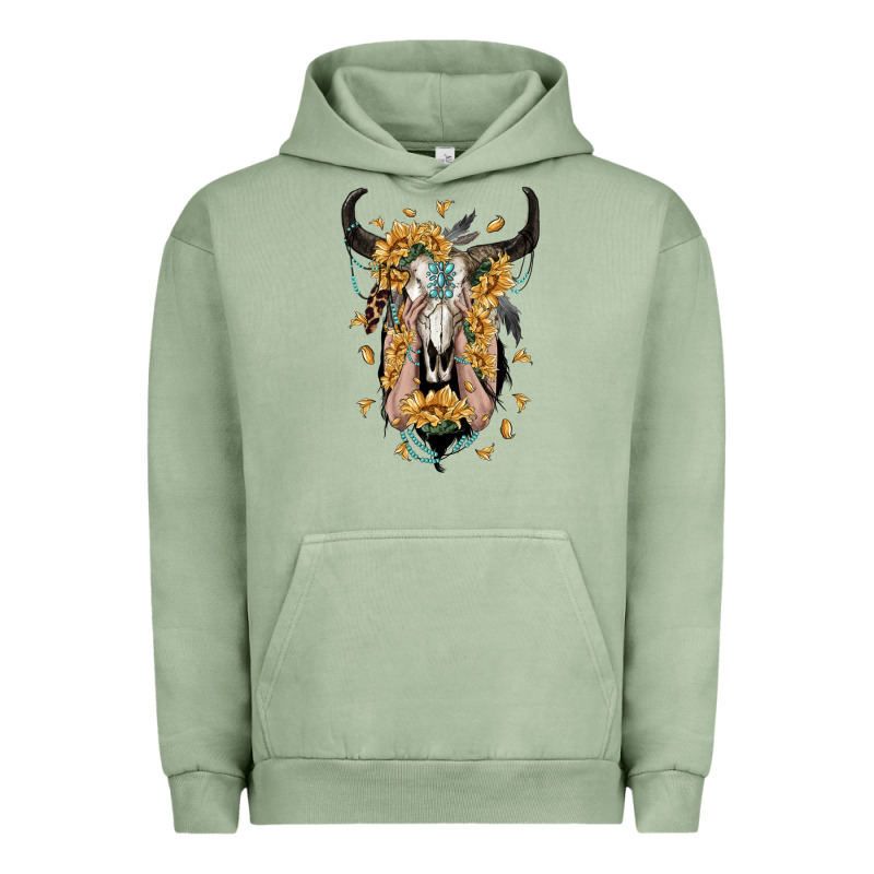 Sunflower Boho Bull Skull With Hands Urban Hoodie by RanaPortraitStore | Teevron