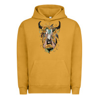 Pigment Peanut Butter sunflower boho bull skull with hands Urban Hoodie - RanaPortraitStore