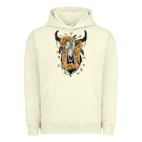 Pigment Pistachio sunflower boho bull skull with hands Urban Hoodie - RanaPortraitStore
