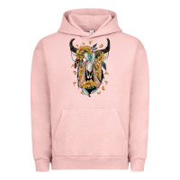 Pigment Salmon sunflower boho bull skull with hands Urban Hoodie - RanaPortraitStore