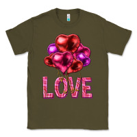 Army Green Love heart balloons Valentine's Day Classic Tee - HowdyJamesFarm