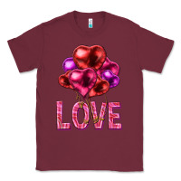 Burgundy Love heart balloons Valentine's Day Classic Tee - HowdyJamesFarm