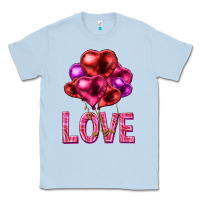 Dusty Blue Love heart balloons Valentine's Day Classic Tee - HowdyJamesFarm