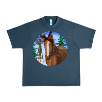Midnight Navy Horse Christmas Urban Heavy Tee - RanaPortraitStore