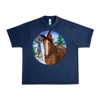 Navy Horse Christmas Urban Heavy Tee - RanaPortraitStore